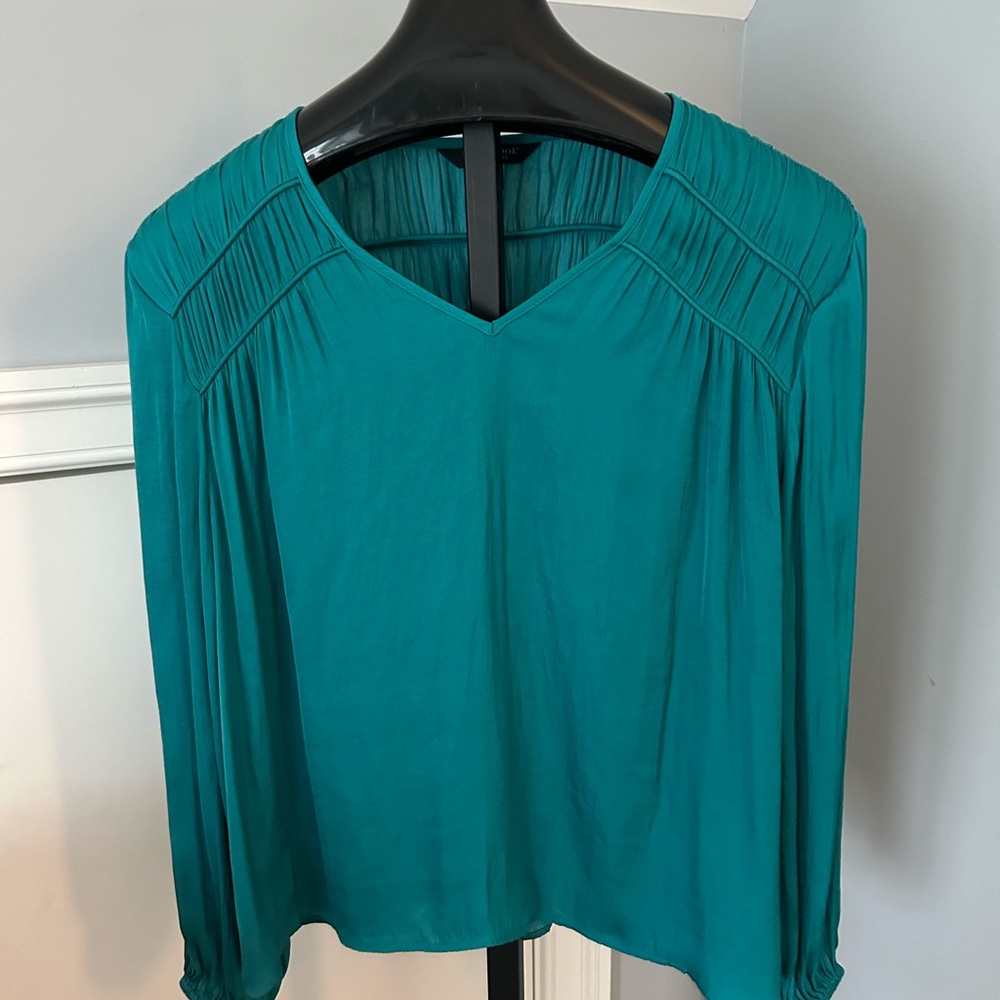 Liverpool Teal V-Neck Blouse